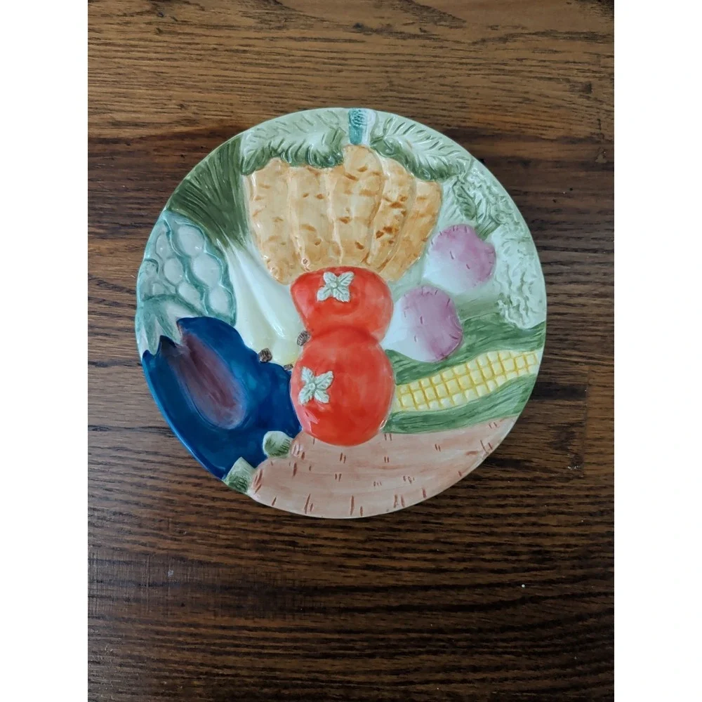 Fitz & Floyd Vintage 1986 Vegetable Serving Plate Ceramic Garden Tomato 7in